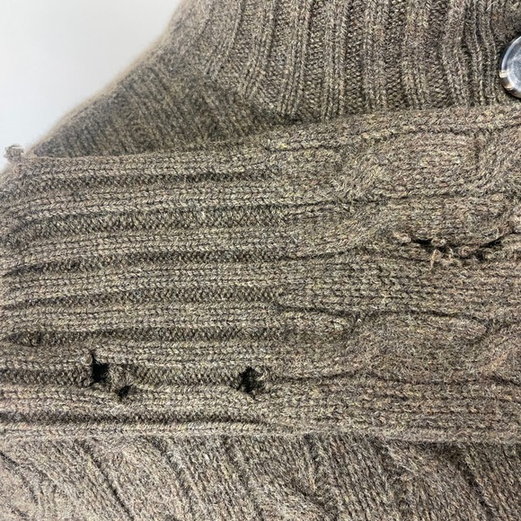 Vintage (S) RALPH LAUREN Cashmere Cable Button Cardigan Sweater Grunge-Thrashed - Picture 3 of 8